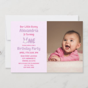 Little Bunny 1st Birthday Invitation