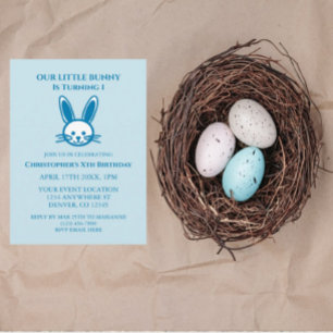 Little Bunny 1st Birthday Invitation