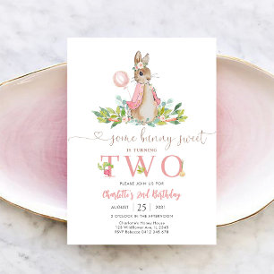 Little Bunny 2nd Birthday Invitation