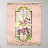 Little Bunny Baby Girl Circus Carousel Vintage Art