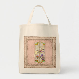 Little Bunny Baby Girl Circus Carousel Vintage Art Tote Bag