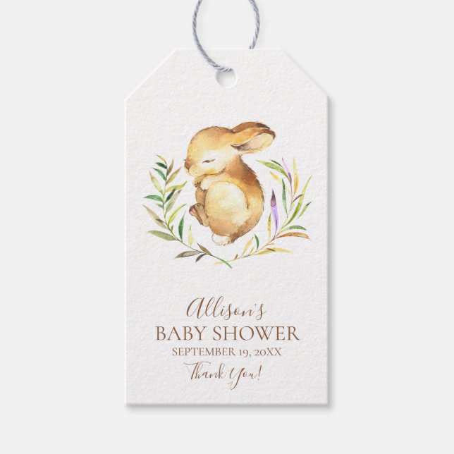 Little Bunny Baby Shower Favour Gift Tag (Front)