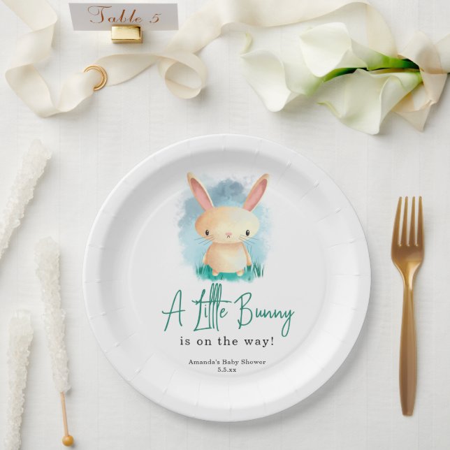 Little Bunny - baby shower  Paper Plate (Wedding)