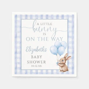Little Bunny Blue Balloons Boy Baby Shower Napkin