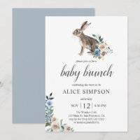 Little Bunny Boho Dust Blue Flowers Baby Shower