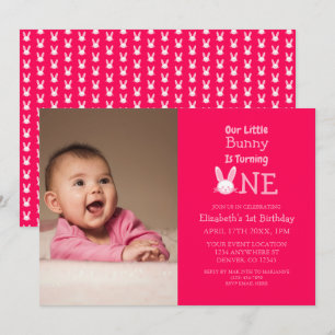 Little Bunny First Birthday Invitation