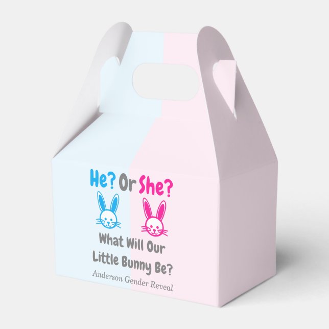 Little Bunny Gender Reveal Favor Box (Front Side)