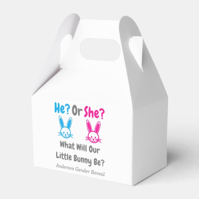 Little Bunny Gender Reveal Favor Box (Front Side)