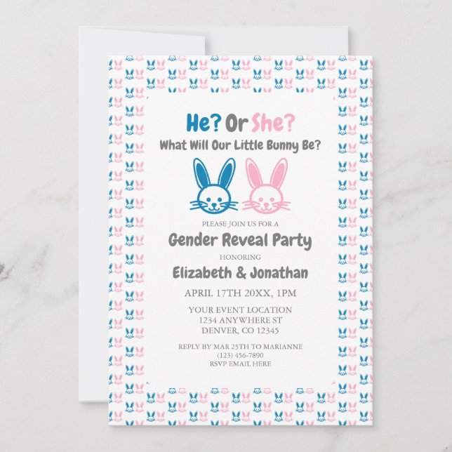 Little Bunny Gender Reveal Invitation (Front)