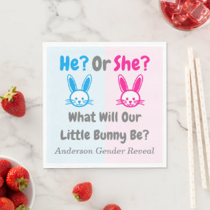 Little Bunny Gender Reveal Napkin