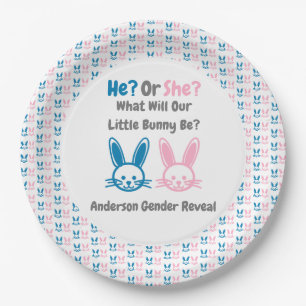 Little Bunny Gender Reveal Paper Plate