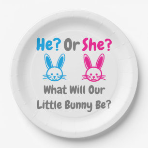 Little Bunny Gender Reveal Paper Plate