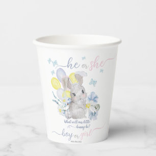 Little bunny gender reveal party cup. paper cups