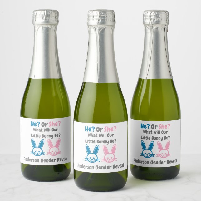 Little Bunny Gender Reveal Sparkling Wine Label (Bottles)