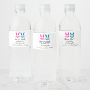 Little Bunny Gender Reveal Water Bottle Label