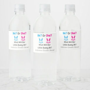 Little Bunny Gender Reveal Water Bottle Label