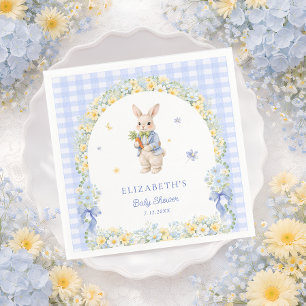 Little Bunny Gingham Boy Baby Shower Napkin