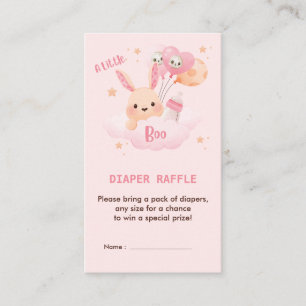 Little Bunny Girl Baby Shower Diaper Raffle Enclosure Card