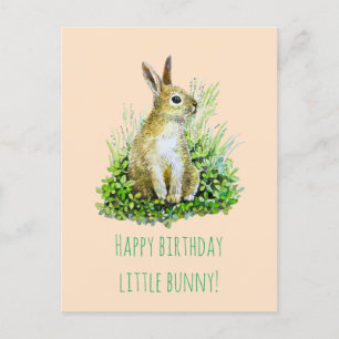 little bunny happy birthday postcard