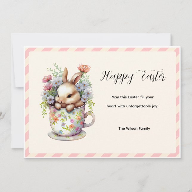 Little Bunny in a Floral Teacup Card (Front)