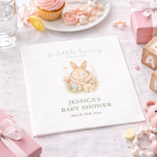 Little Bunny on Its Way Neutral Baby Shower Napkin