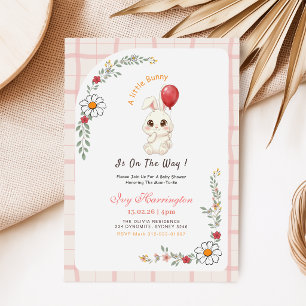 Little Bunny on the Way Floral Baby Shower Invitation
