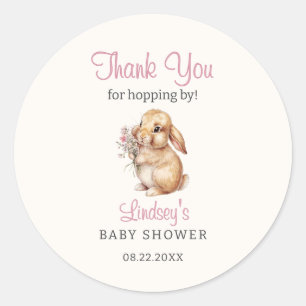 Little Bunny Pastel Floral Thank You Classic Round Sticker