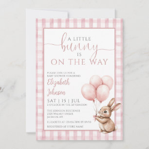 Little Bunny Pink Baby Shower Photo QR Code Invitation