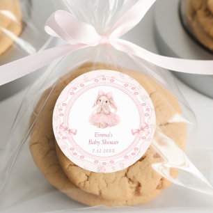 Little Bunny Pink Baby Shower Thank You Classic Round Sticker