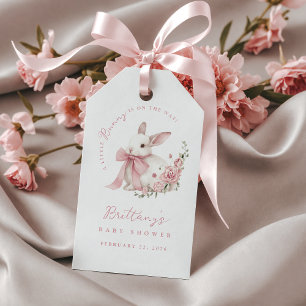 Little Bunny Pink Bow Baby Shower Gift Tags