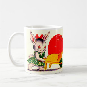little bunny pushing cart with great big apple coffee mug