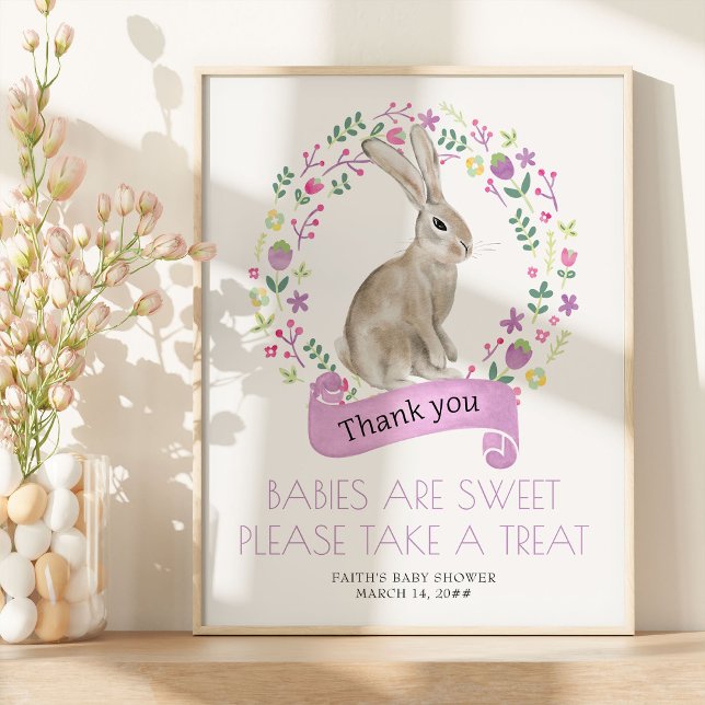 Little Bunny Spring Baby Shower Favour Table Poster (Easter Rabbit Favor Table Sign from my Little Bunny & Little Lamb Baby Shower collection)