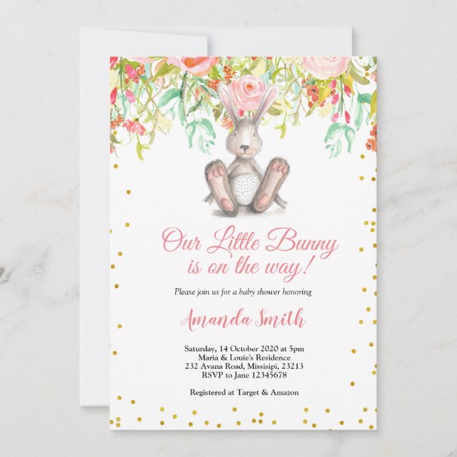 Little Bunny Spring Baby Shower Invitation (Front)
