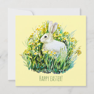 Little bunny  watercolor postcard