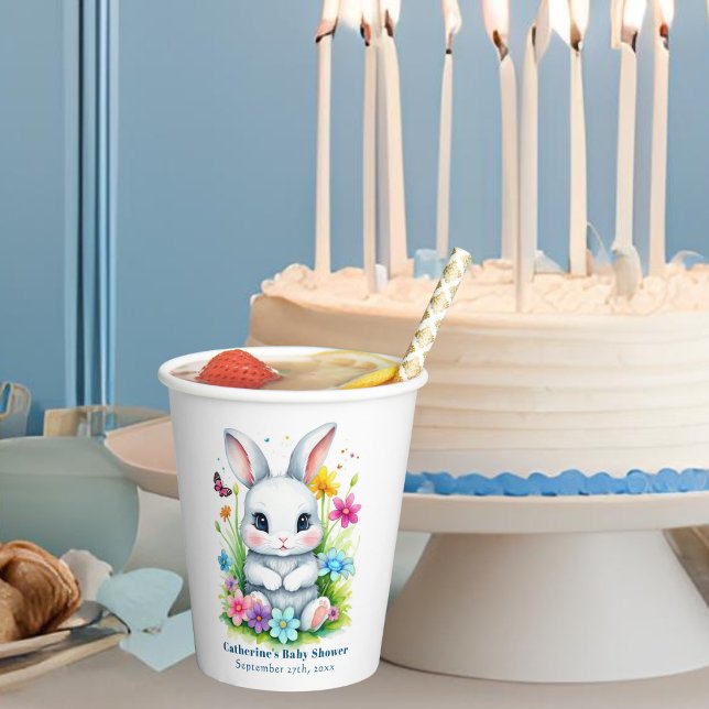 Little Bunny Wildflower Garden Easter Baby Shower Paper Cups (Creator Uploaded)