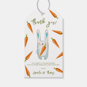 Little Bunny with carrots - baby shower thank you Gift Tags