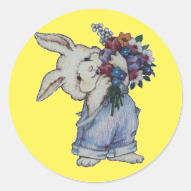 Little Bunny With Flowers Sticker (Front)