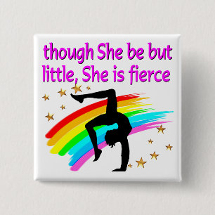 LITTLE BUT FIERCE GYMNAST 2 INCH SQUARE BUTTON