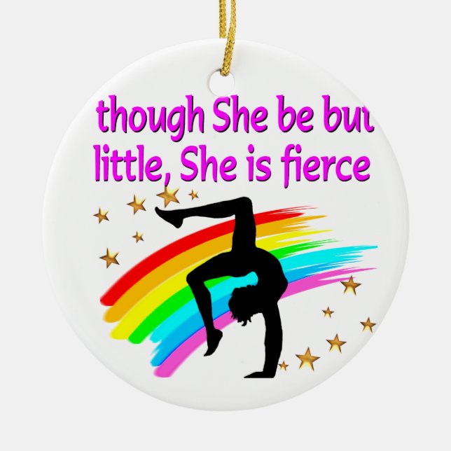 LITTLE BUT FIERCE GYMNAST CERAMIC ORNAMENT (Front)