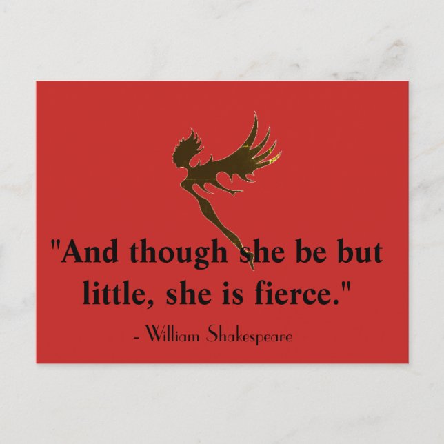Little But Fierce Quote Fairy Silhouette Postcard (Front)