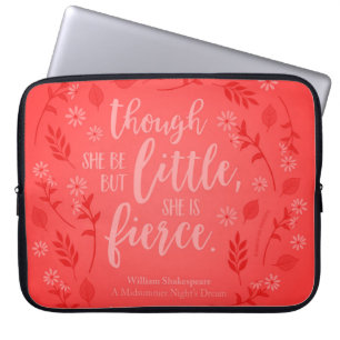 Little But Fierce William Shakespeare Red Floral Laptop Sleeve