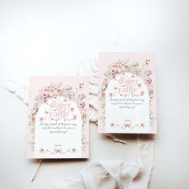 Little Buterfly Blush Pink Floral Girl Baby Shower Enclosure Card (Creator Uploaded)