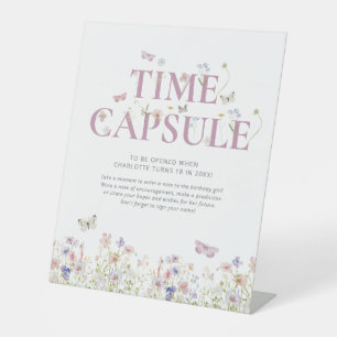 Little Butterfly 1st Birthday Time Capsule Pedestal Sign