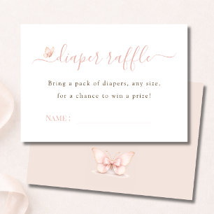 Little Butterfly Baby Shower Diaper Raffle Ticket Thank You Card