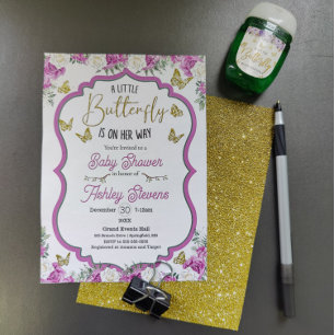 Little butterfly baby shower invitation