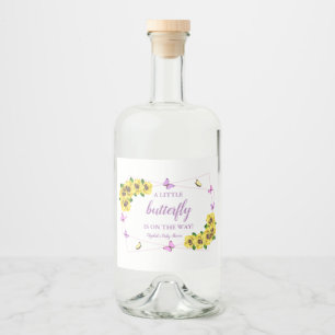 Little Butterfly Baby Shower Liquor Bottle Label