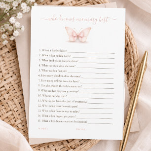Little Butterfly Baby Shower Who Knows Mommy Card