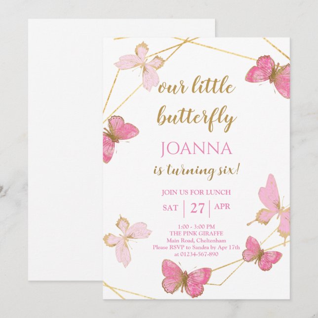 Little Butterfly Birthday Invite (Front/Back)