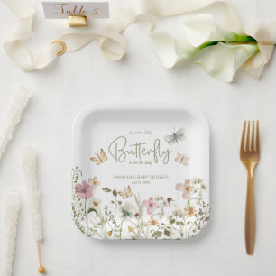 Little Butterfly Boho Baby Shower Paper Plate