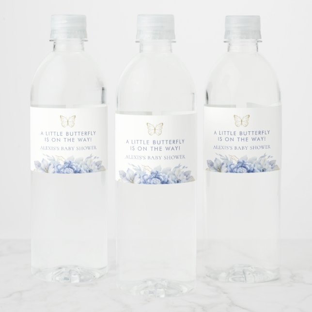 Little Butterfly Boy Baby Shower Water Bottle Label (Bottles)